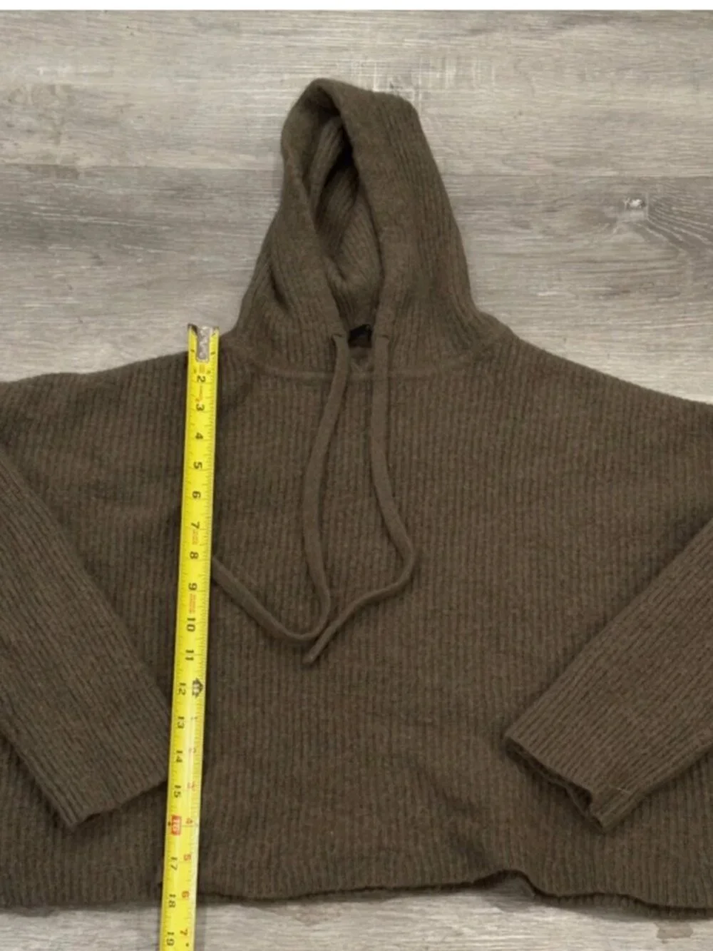 Jenni Kayne Hooded Sweater Baby Alpaca Wool Relaxed Knit Olive Green Womens XXL - Picture 7 of 8